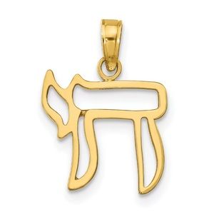 REAL 14K Yellow Gold Chai Symbol of Life Charm NEW
